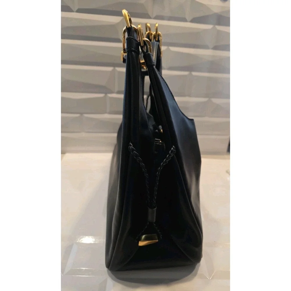 Donna Karan NY Bellarose Hobo Bag Black Leather Boho Purse XL‎ Sholder